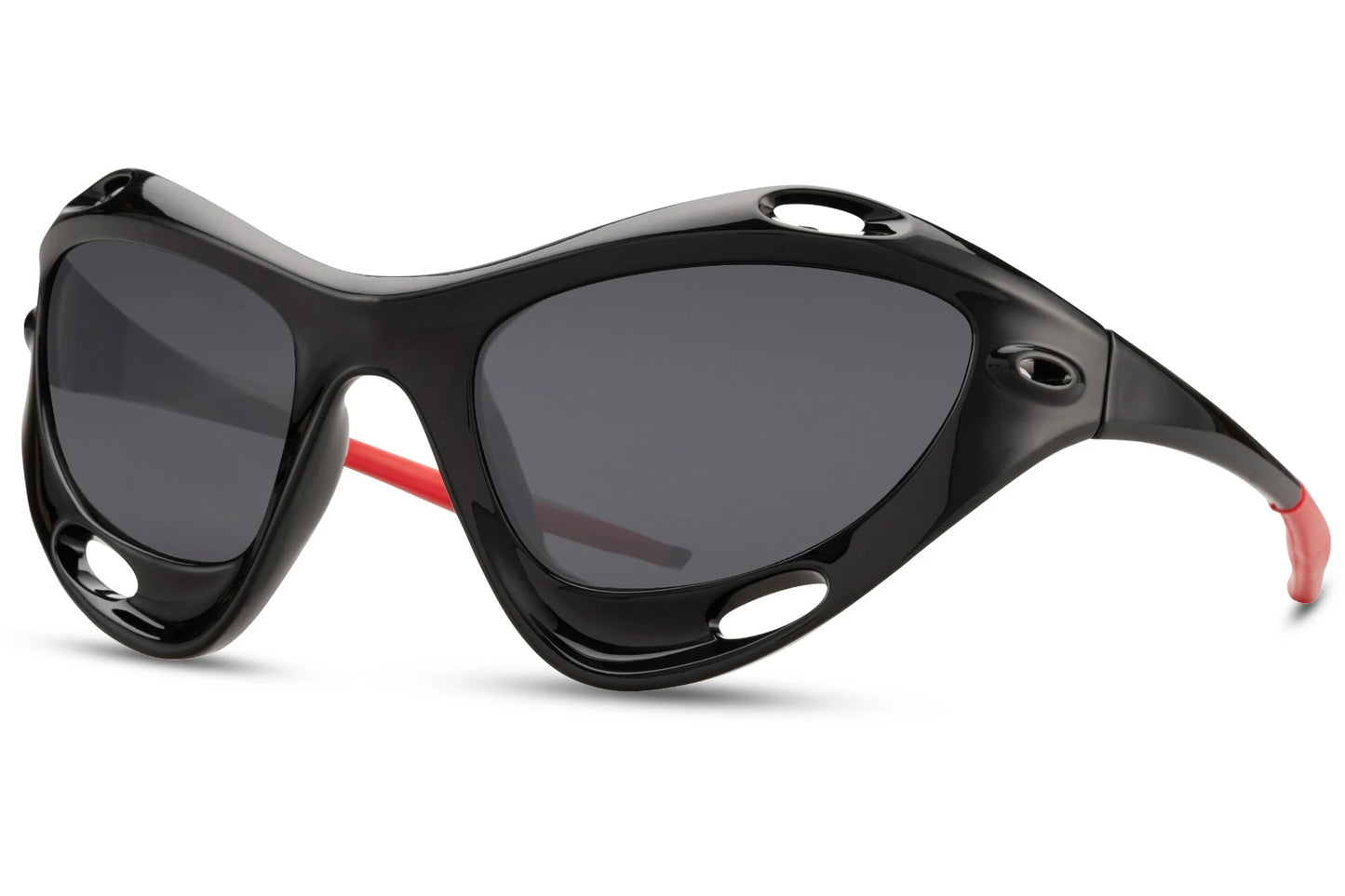 Alien hurtigbriller i sort farve med hullet stel set fra siden