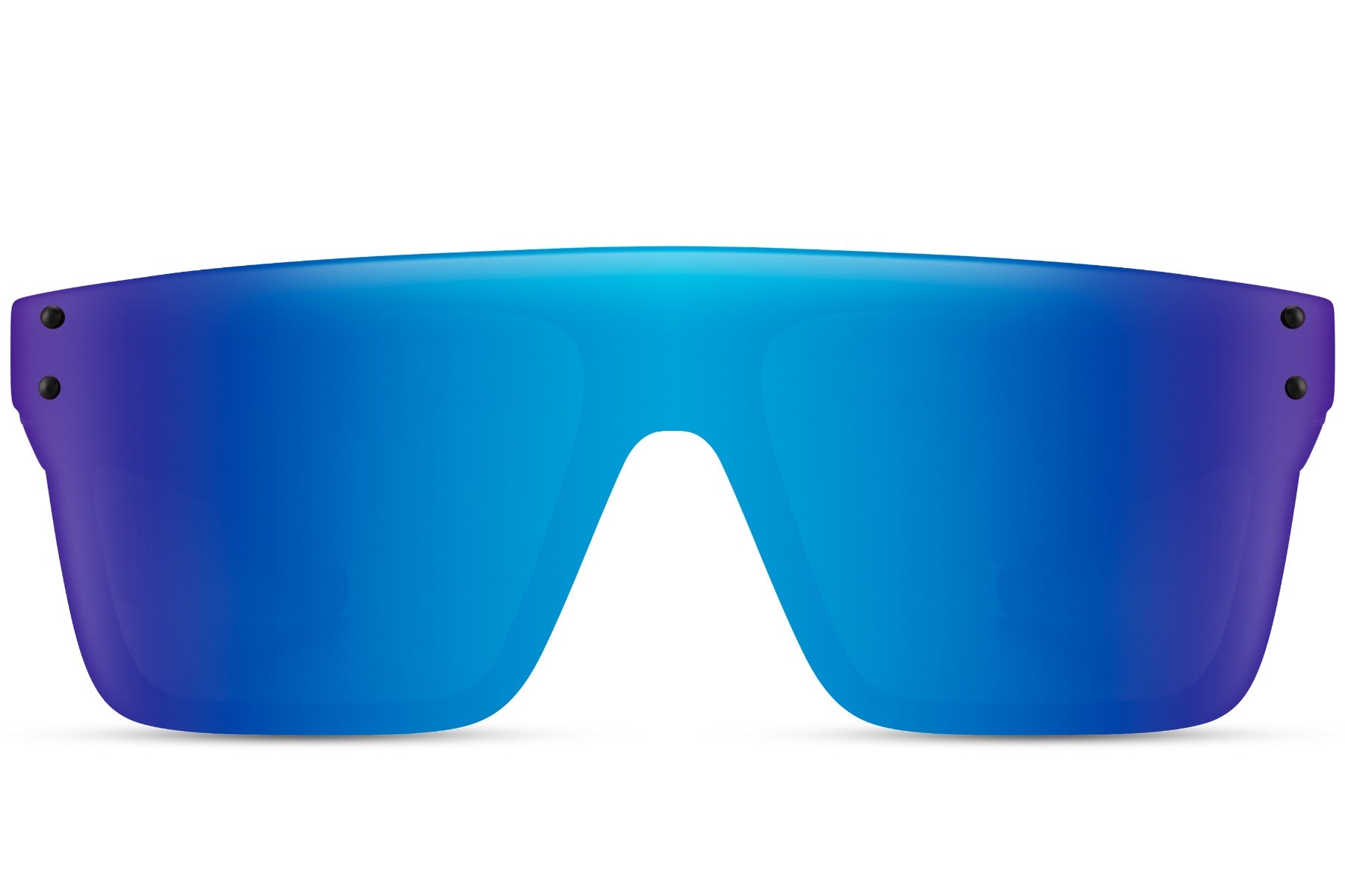 Sportsbriller med blå glas set fra fronten