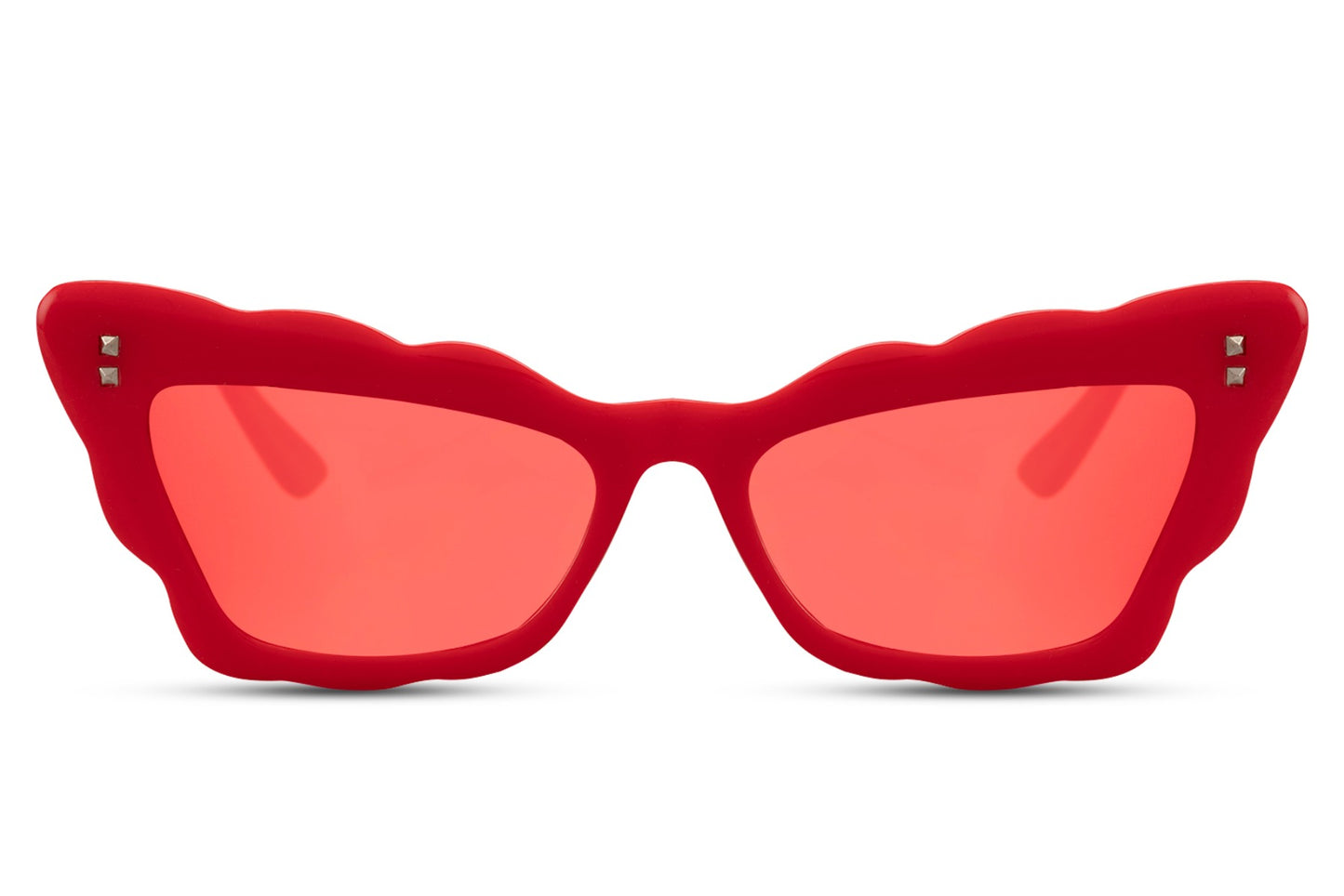 Bølgede hurtigbriller i rød set fra fronten