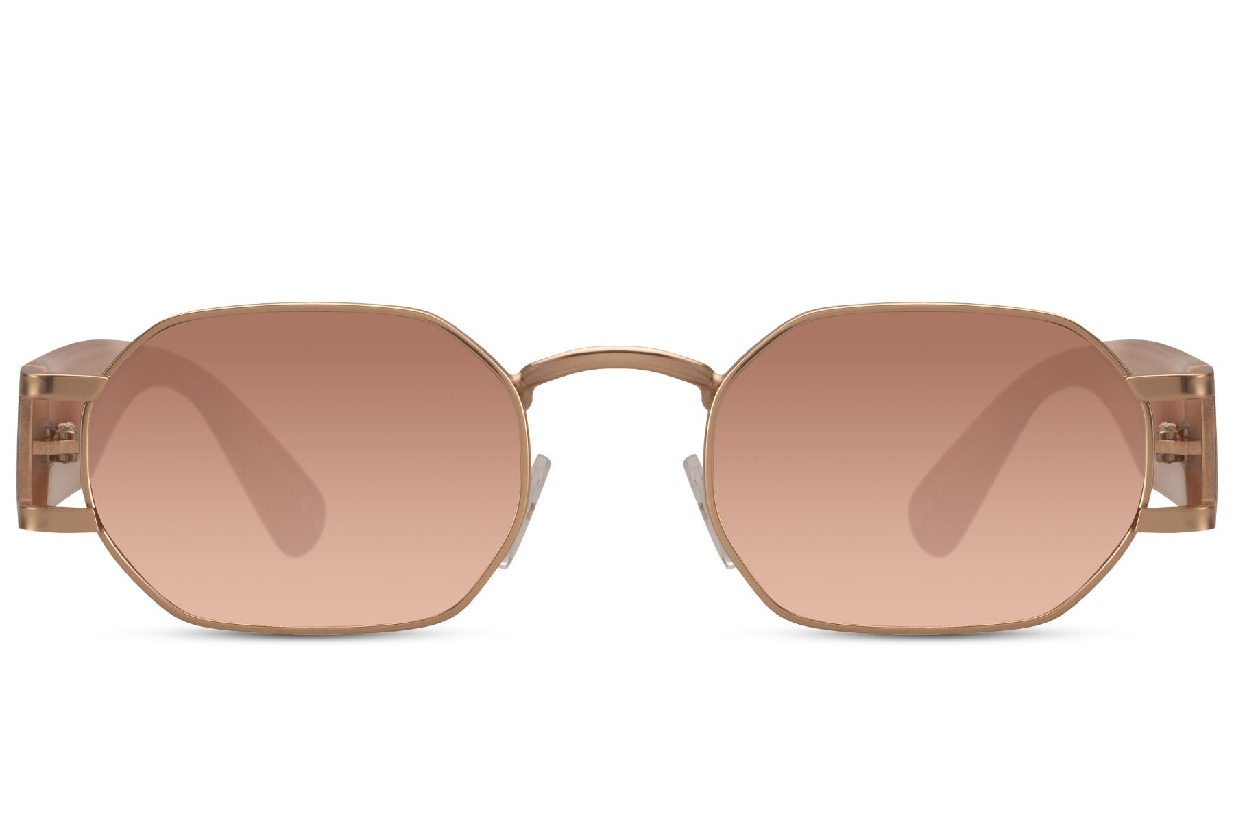 Bronze hurtigbriller med tykke stænger set fra fronten