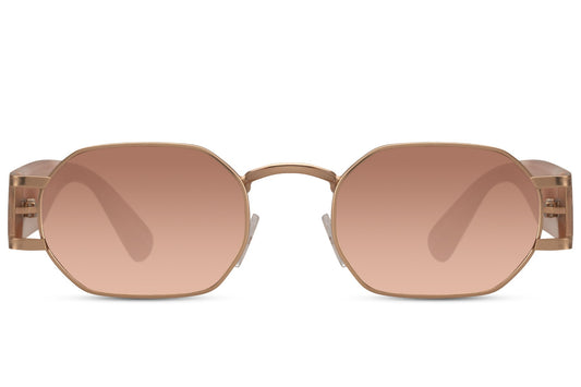 Bronze hurtigbriller med tykke stænger set fra fronten