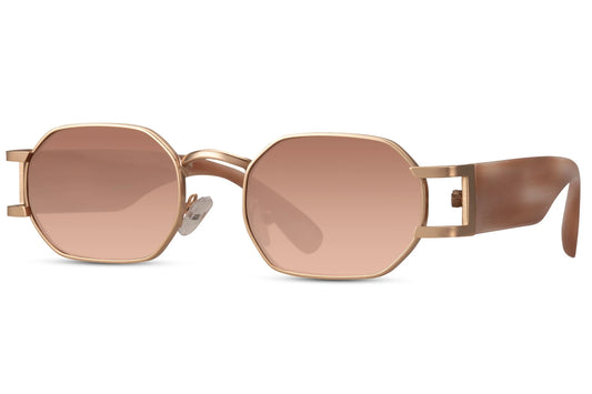 Bronze hurtigbriller med tykke stænger set fra siden