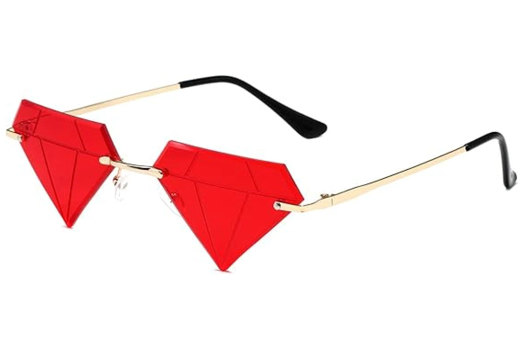 Diamant hurtigbriller i rød farve set fra siden