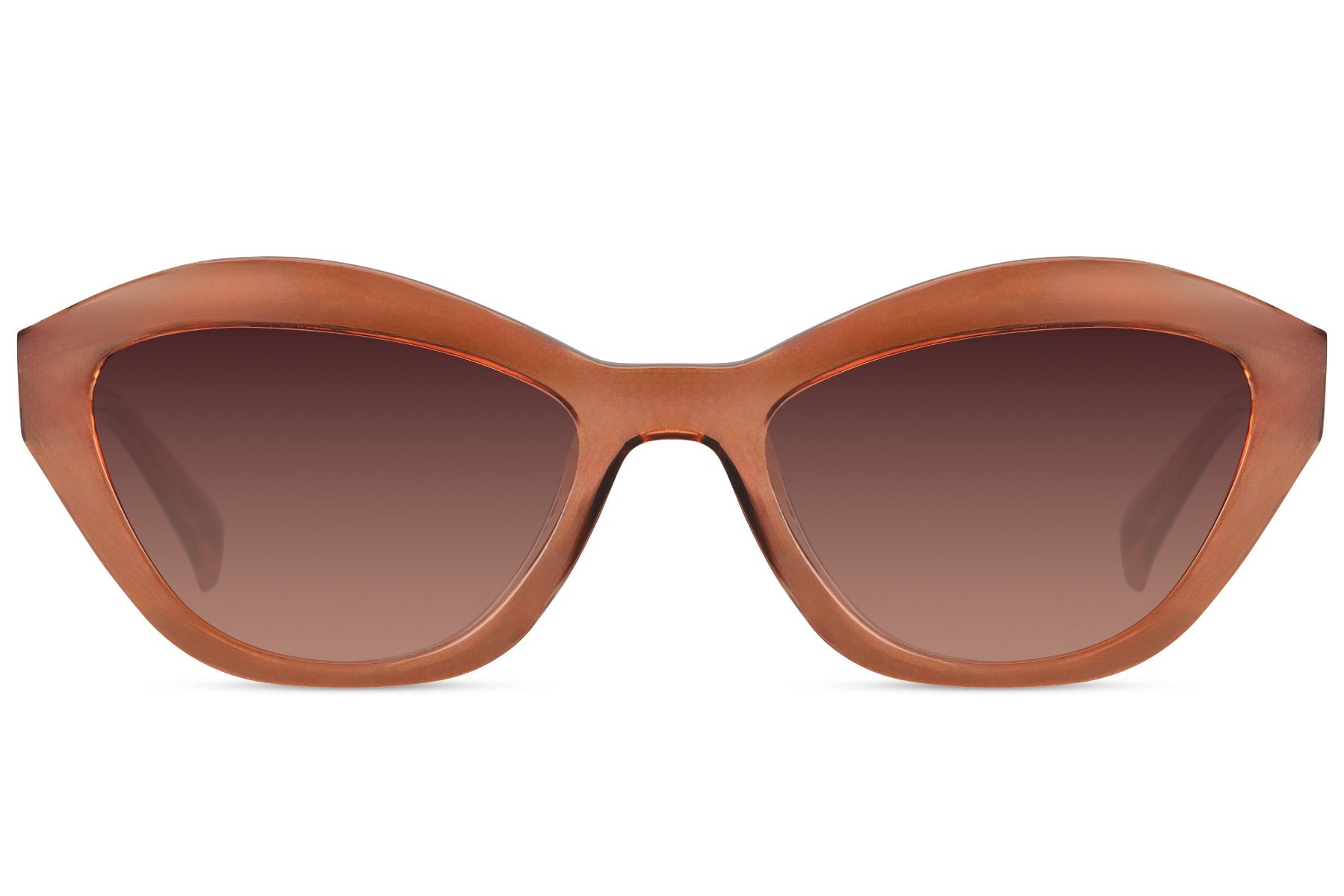 Farvede solbriller i cateye design brun set fra fronten