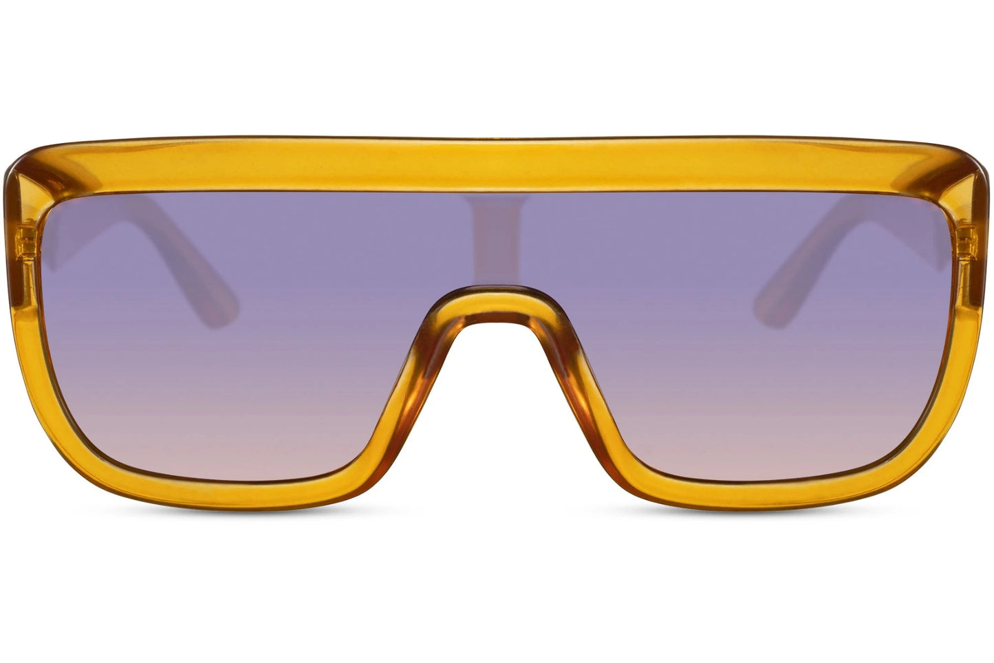 Festlige hurtigbriller med guld stel og enkelt glas set fra fronten