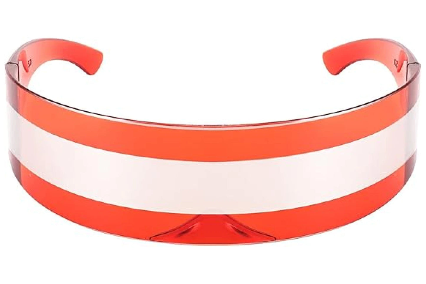 Futuristisk hurtigbrille i rød farve set fra fronten