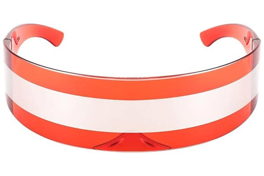 Futuristisk hurtigbrille i rød farve set fra fronten