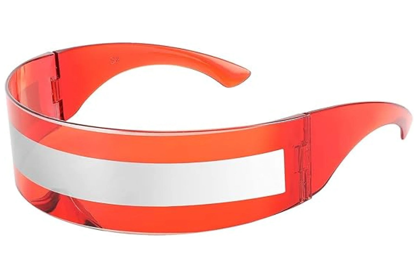 Futuristisk hurtigbrille i rød farve set fra siden