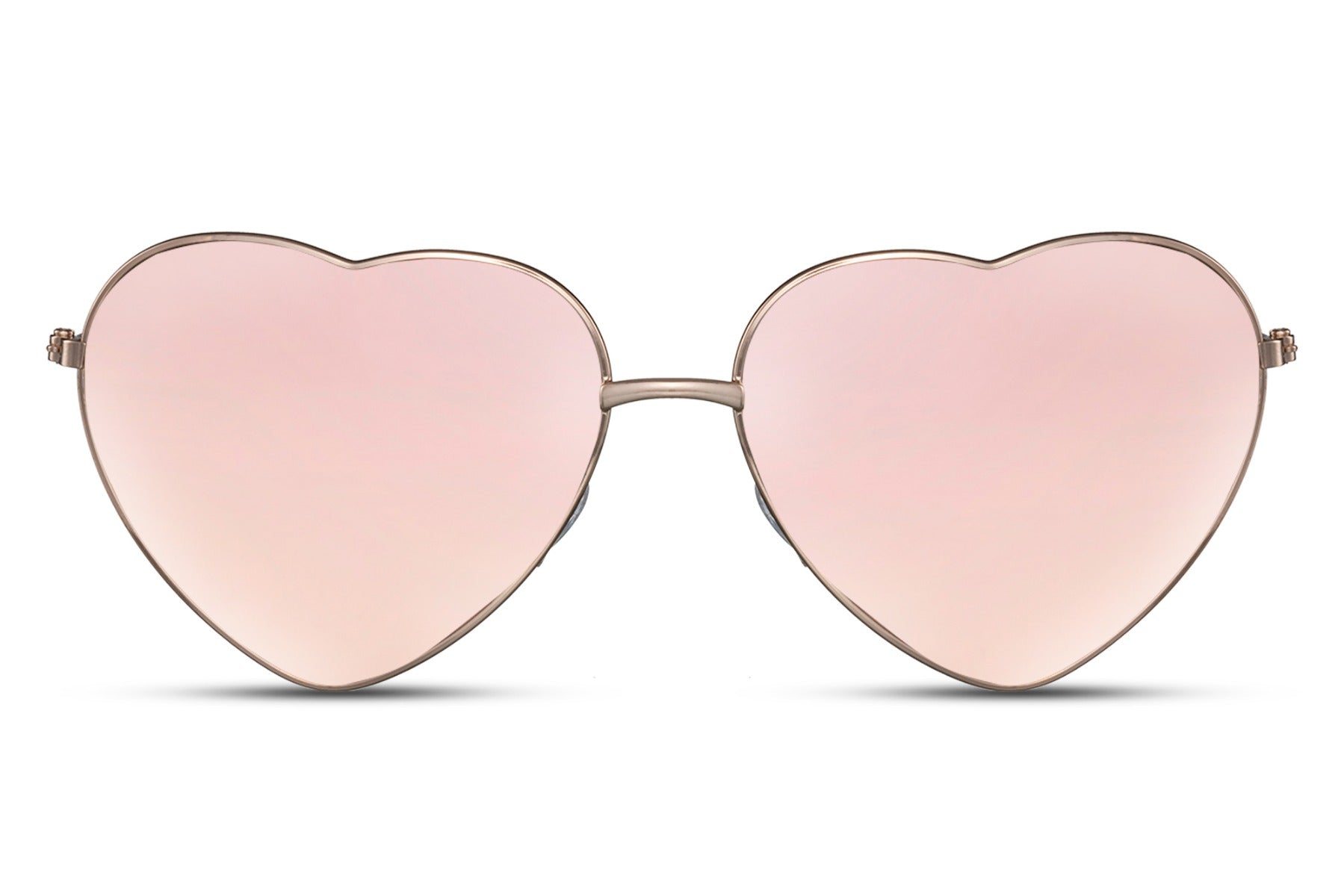 Hjerte briller med pink glas set fra fronten