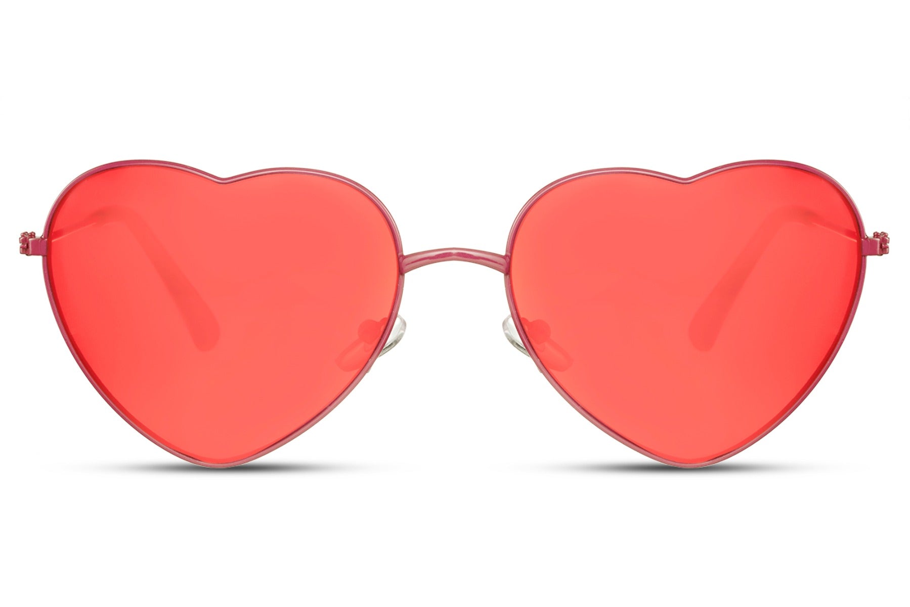 Hjerte briller med røde glas set fra fronten