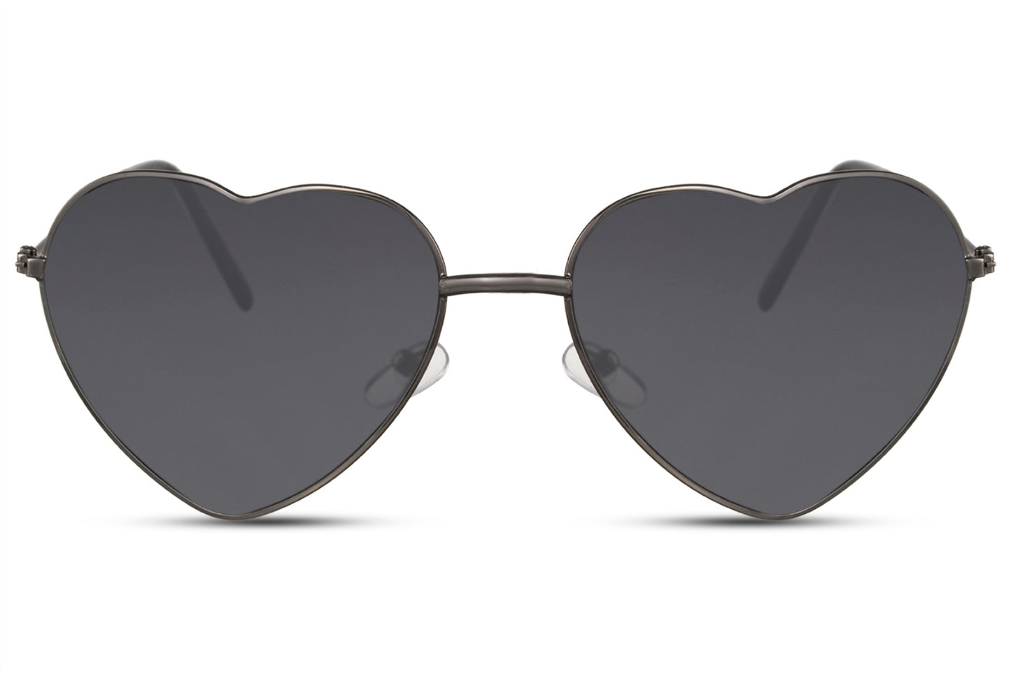 Hjerte briller med sorte glas set fra fronten