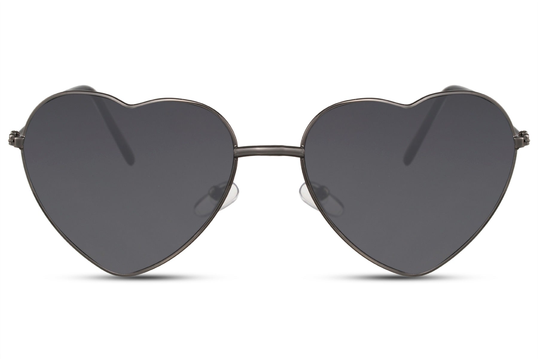 Hjerte briller med sorte glas set fra fronten