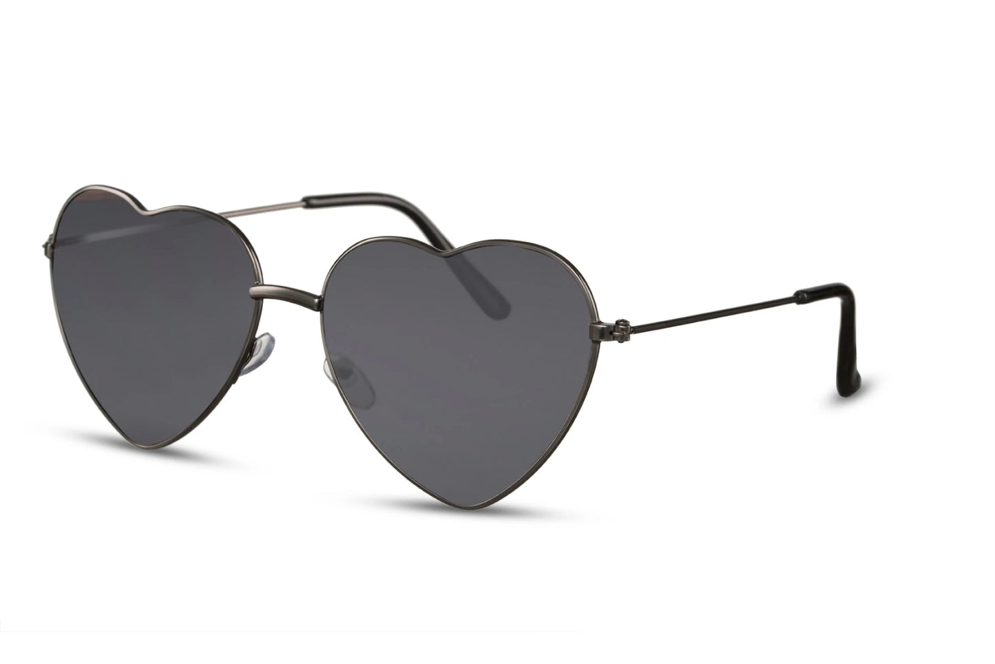 Hjerte briller med sorte glas set fra siden