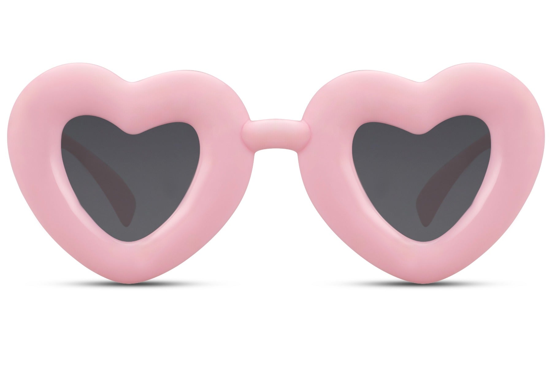 Hjerteformede hurtigbriller med tyk, pink stel set fra fronten