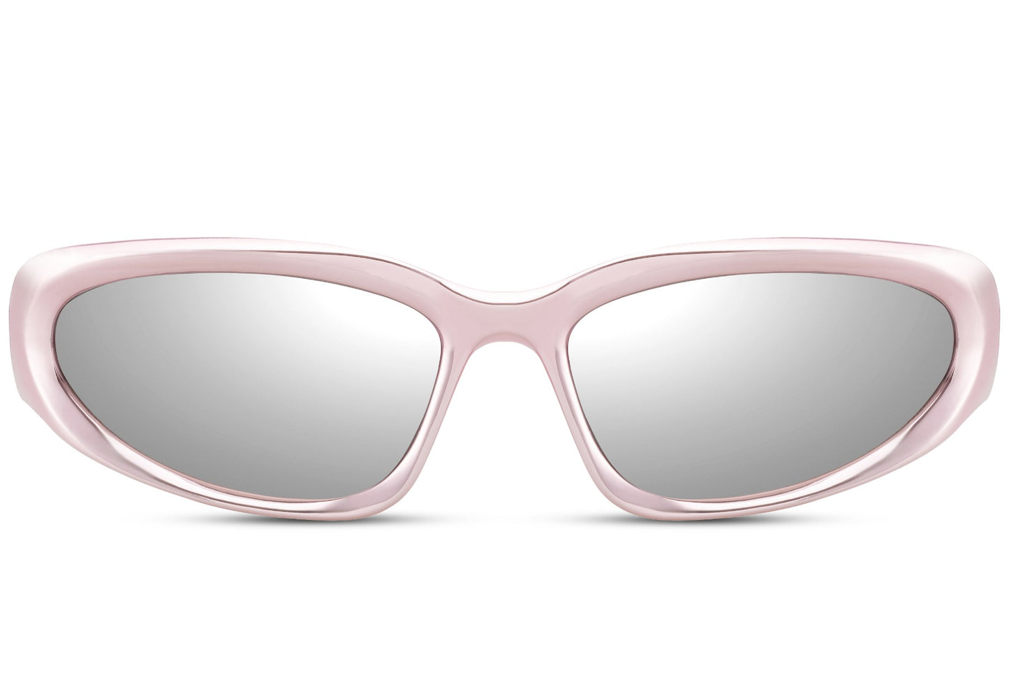 Hurtigbrille pink stel grå glas set i klassisk design fra fronten