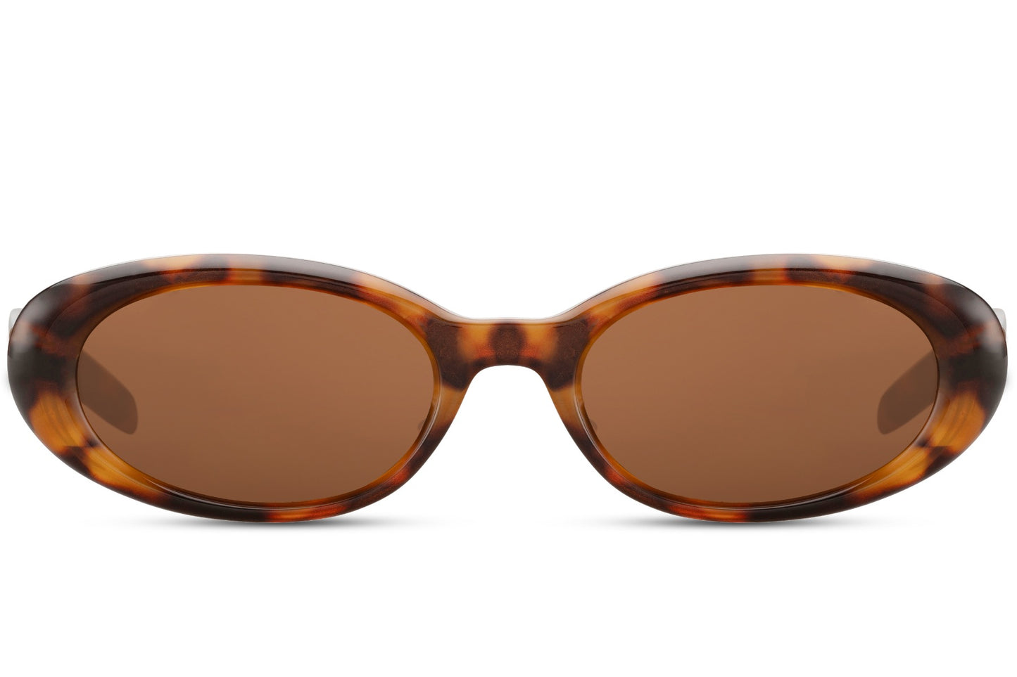 Hurtigbriller med brune glas i oval design set fra fronten