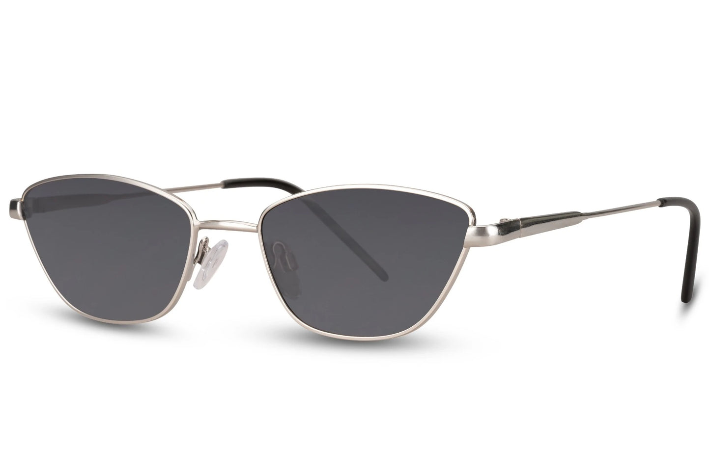 Hurtigbriller med rå glas og sølv stel set fra siden