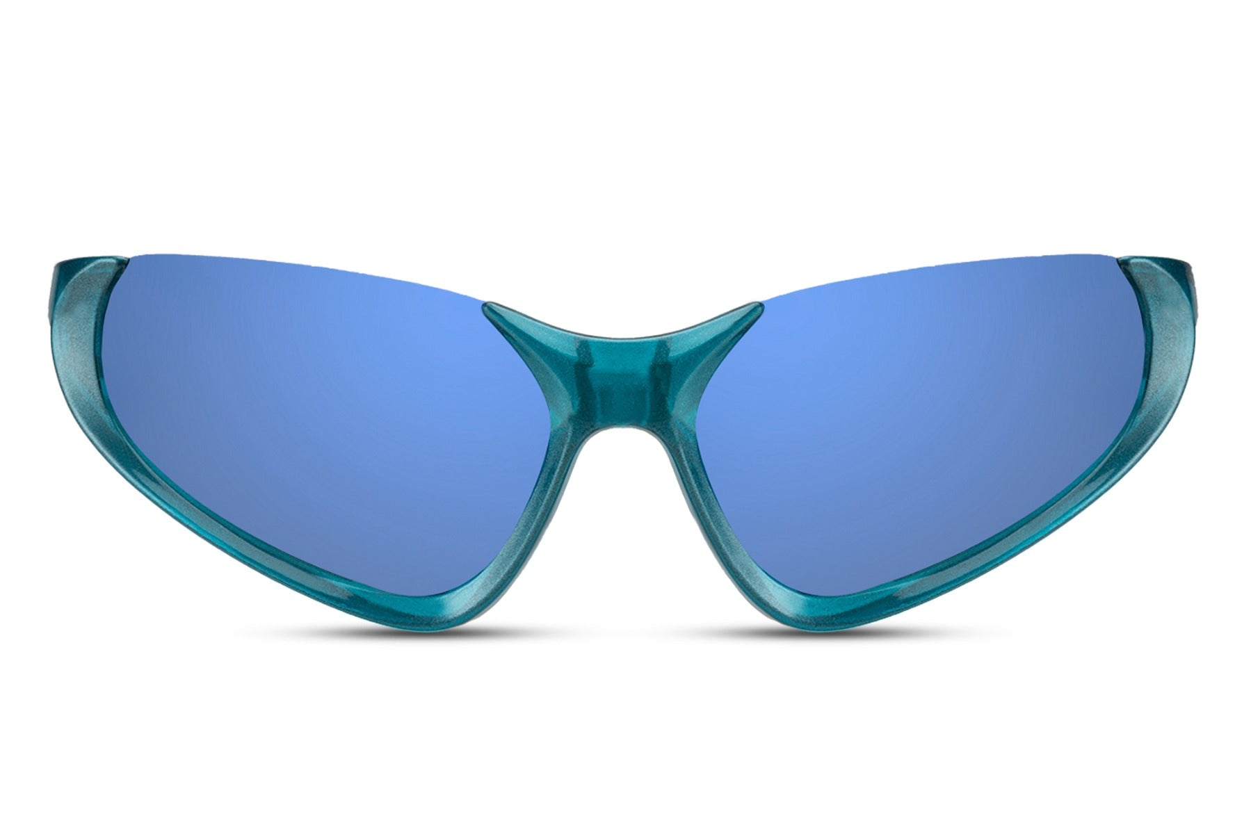 Hurtigbriller uden top ramme i blå set fra fronten