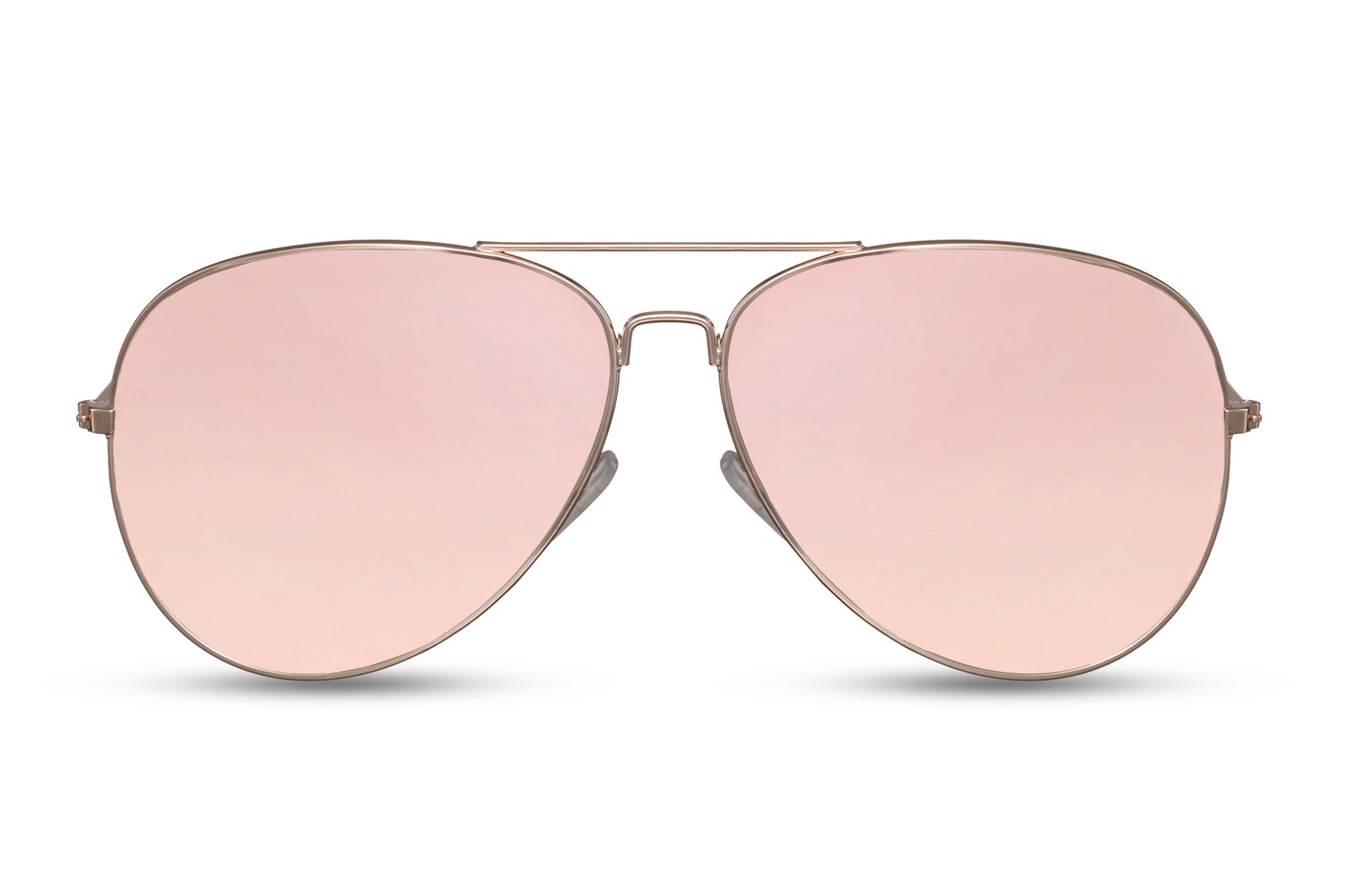Hurtige aviator solbriller i pink glas set fra fronten