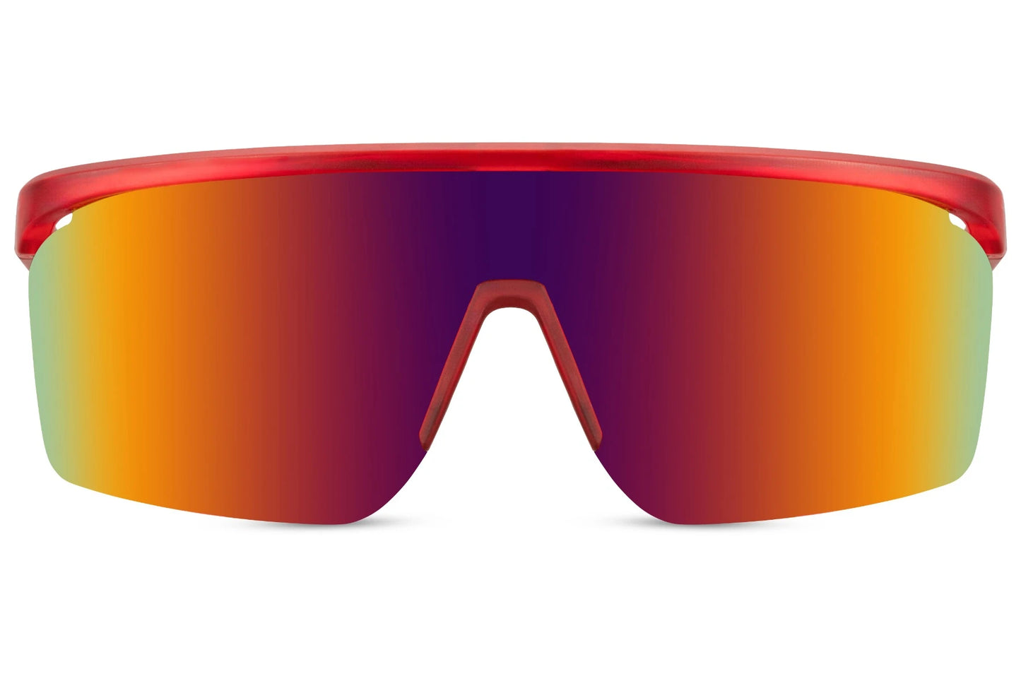 Hurtige cykelbriller med røde glas og stel front