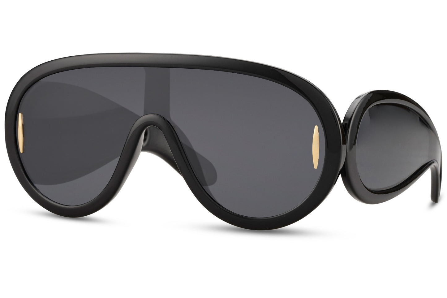 Hurtige cykelbriller i sort rundt design og bløde kanter set fra siden