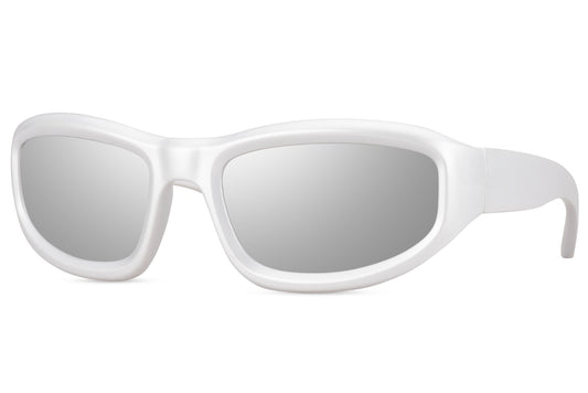 Klassisk hurtigbrille med hvide glas og stel