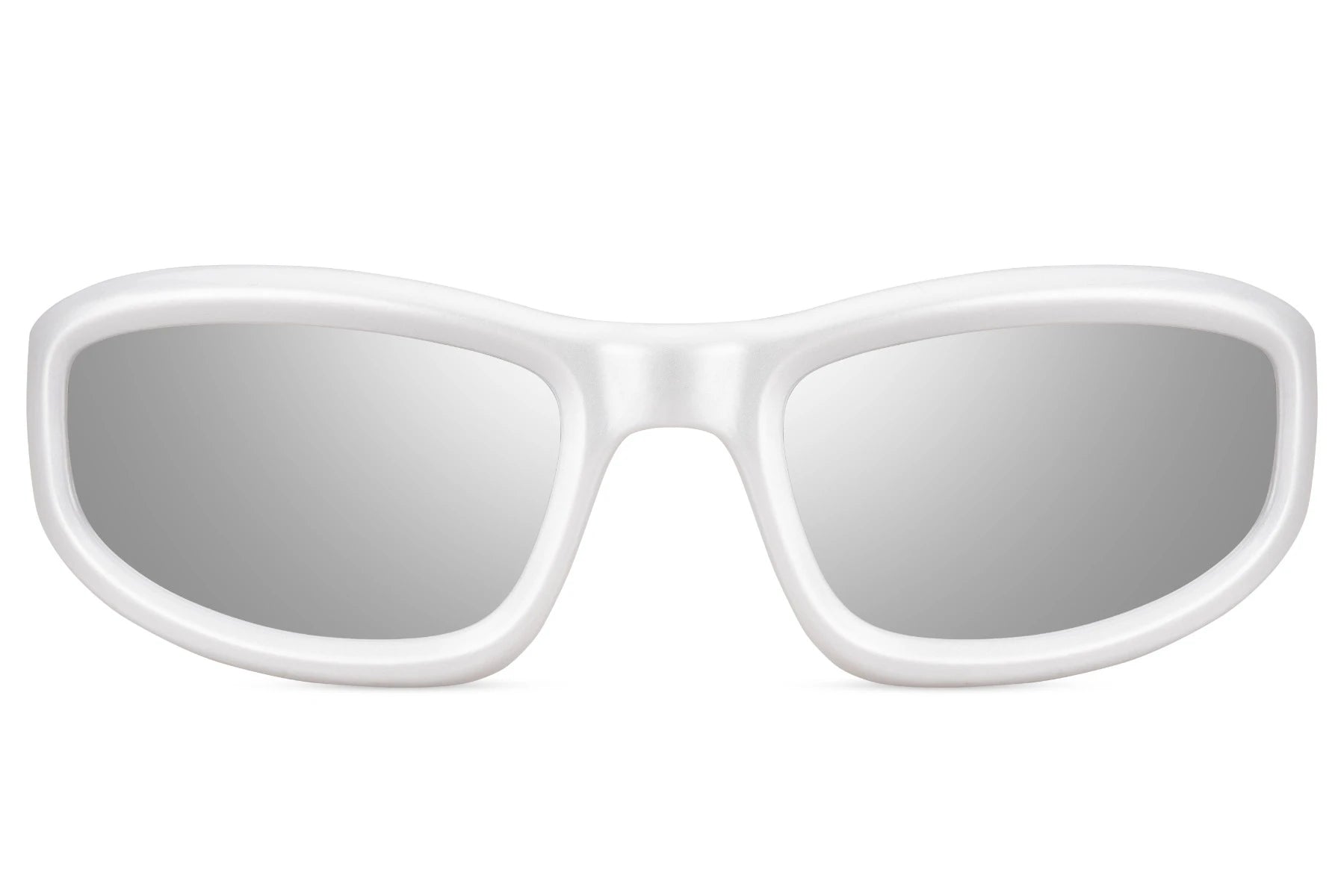 Klassisk hurtigbrille med hvide glas og stel front