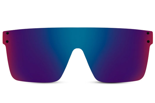 Sportsbriller med mørkeblå glas set fra fronten