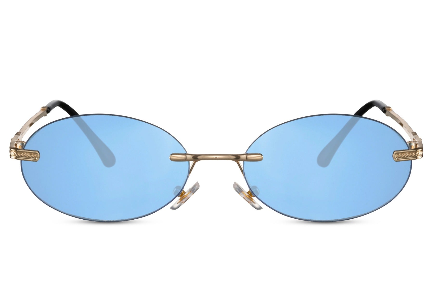 Morpheus hurtigbriller i guld og blå set fra fronten