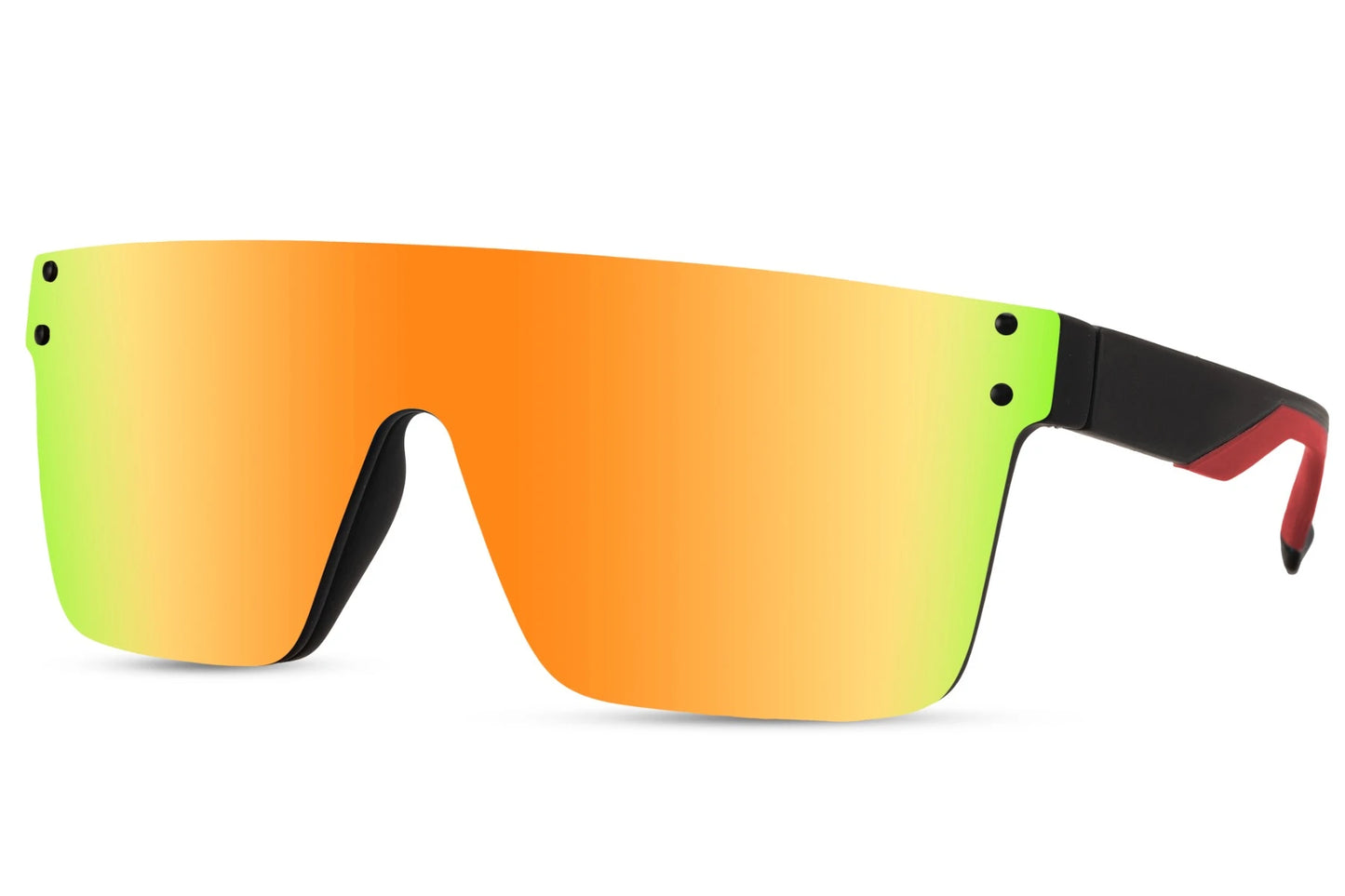 Sportsbriller med orange glas set fra siden