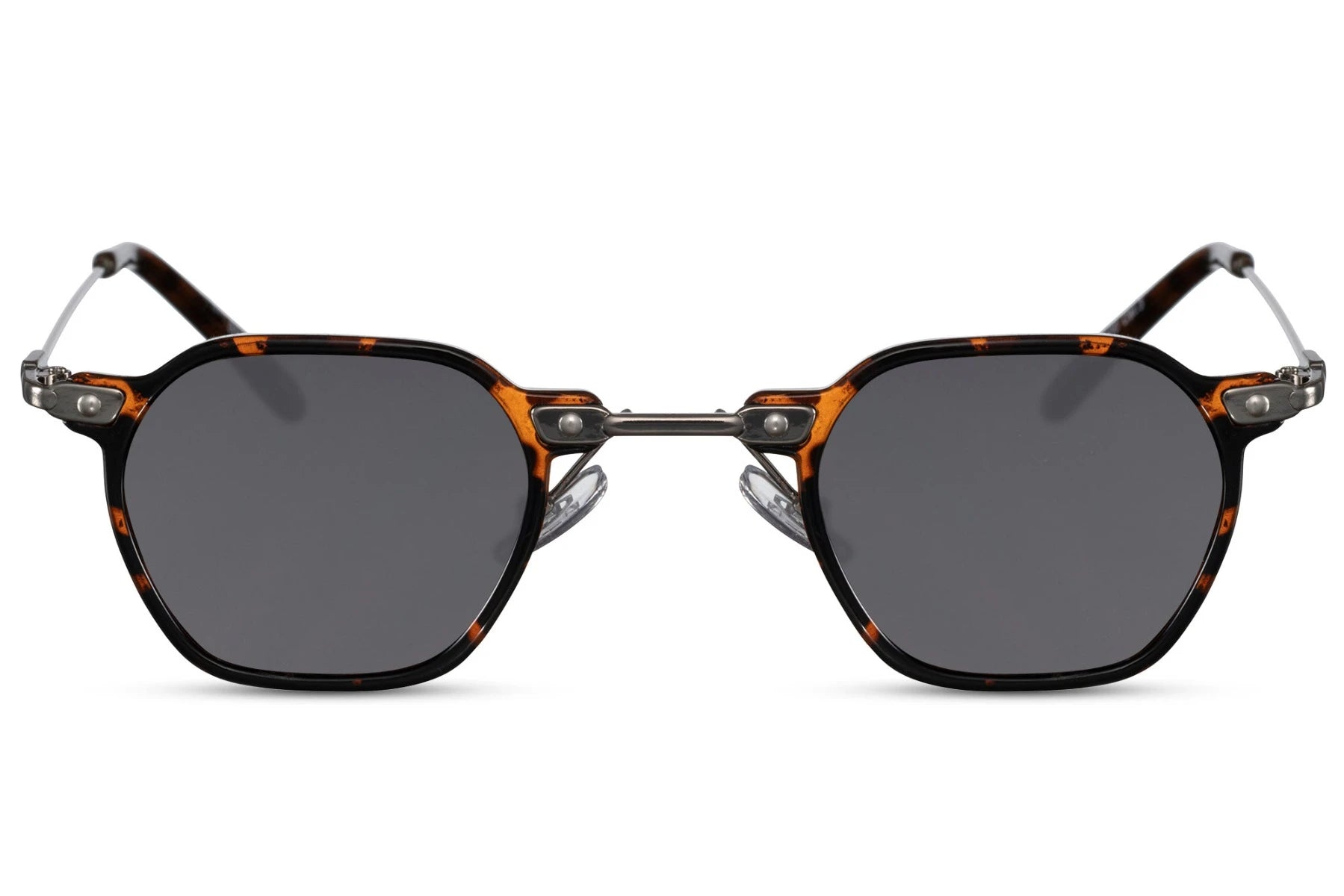 Runde professor hurtig briller med lang bro og leopard stel set fra fronten