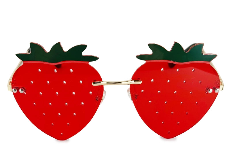 Sjove jordbær solbriller set fra fronten