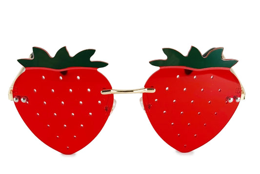 Sjove jordbær solbriller set fra fronten