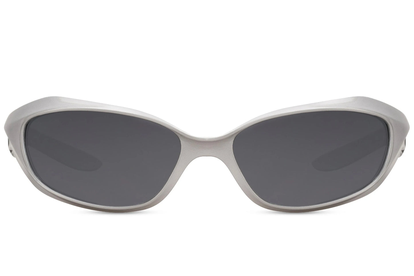 Smalle sølvfarvede hurtigbriller set fra fronten