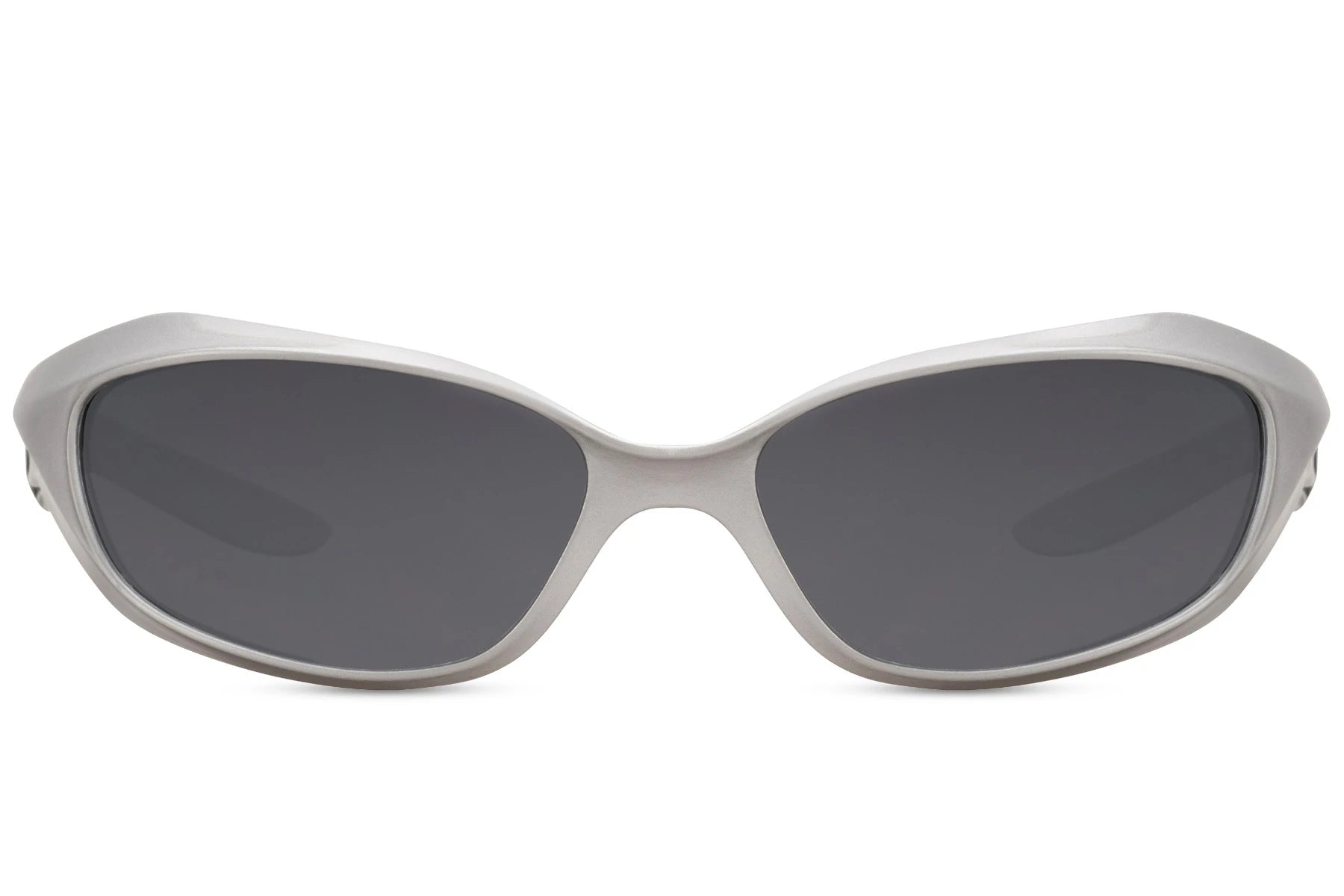 Smalle sølvfarvede hurtigbriller set fra fronten