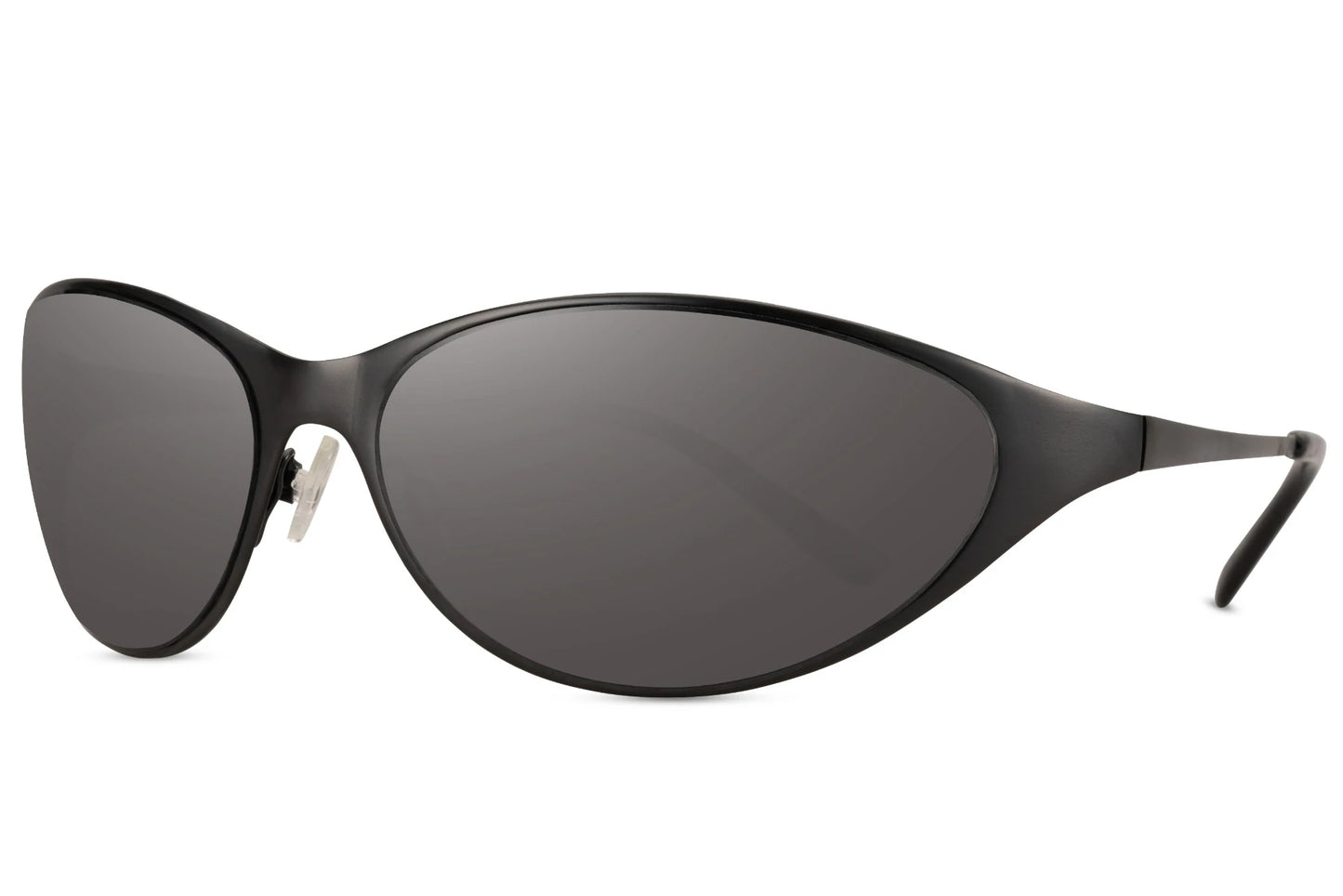 Sorte tynde hurtigbriller med store glas set fra siden