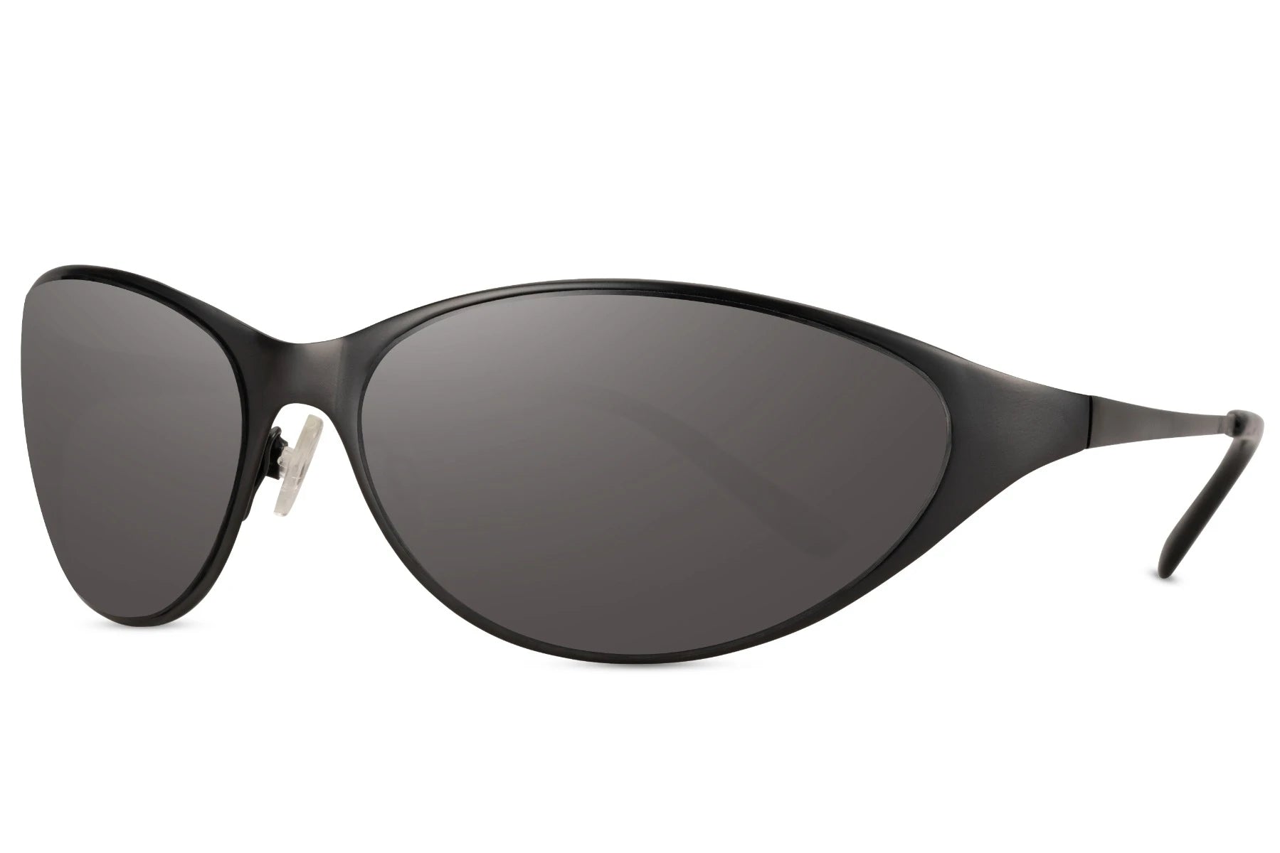 Sorte tynde hurtigbriller med store glas set fra siden