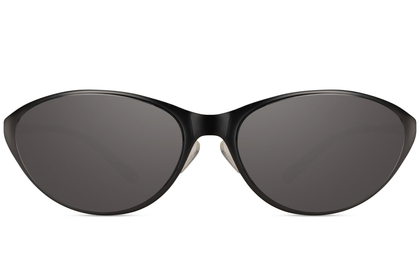 Sorte tynde hurtigbriller med store glas set fra front