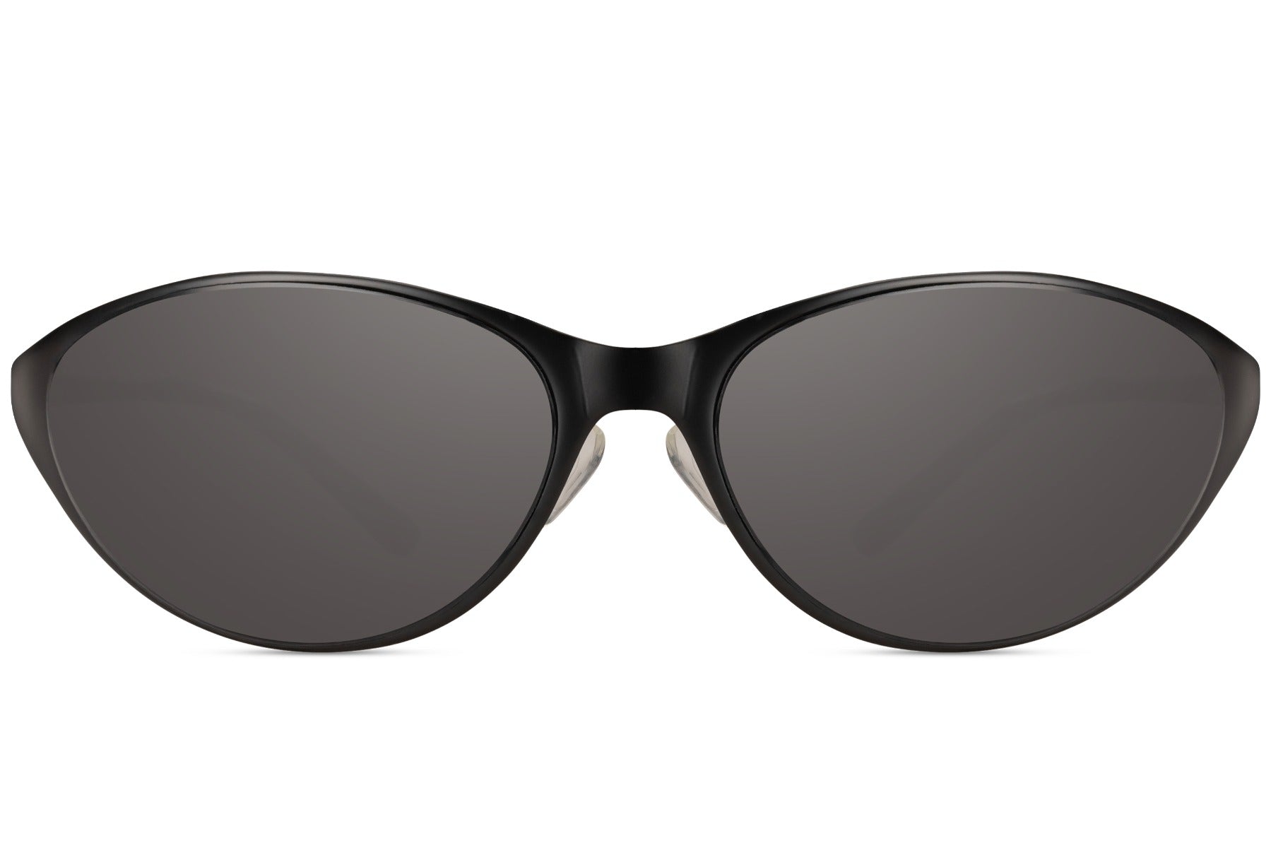 Sorte tynde hurtigbriller med store glas set fra front