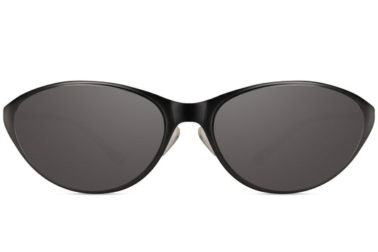 Sorte tynde hurtigbriller med store glas set fra front