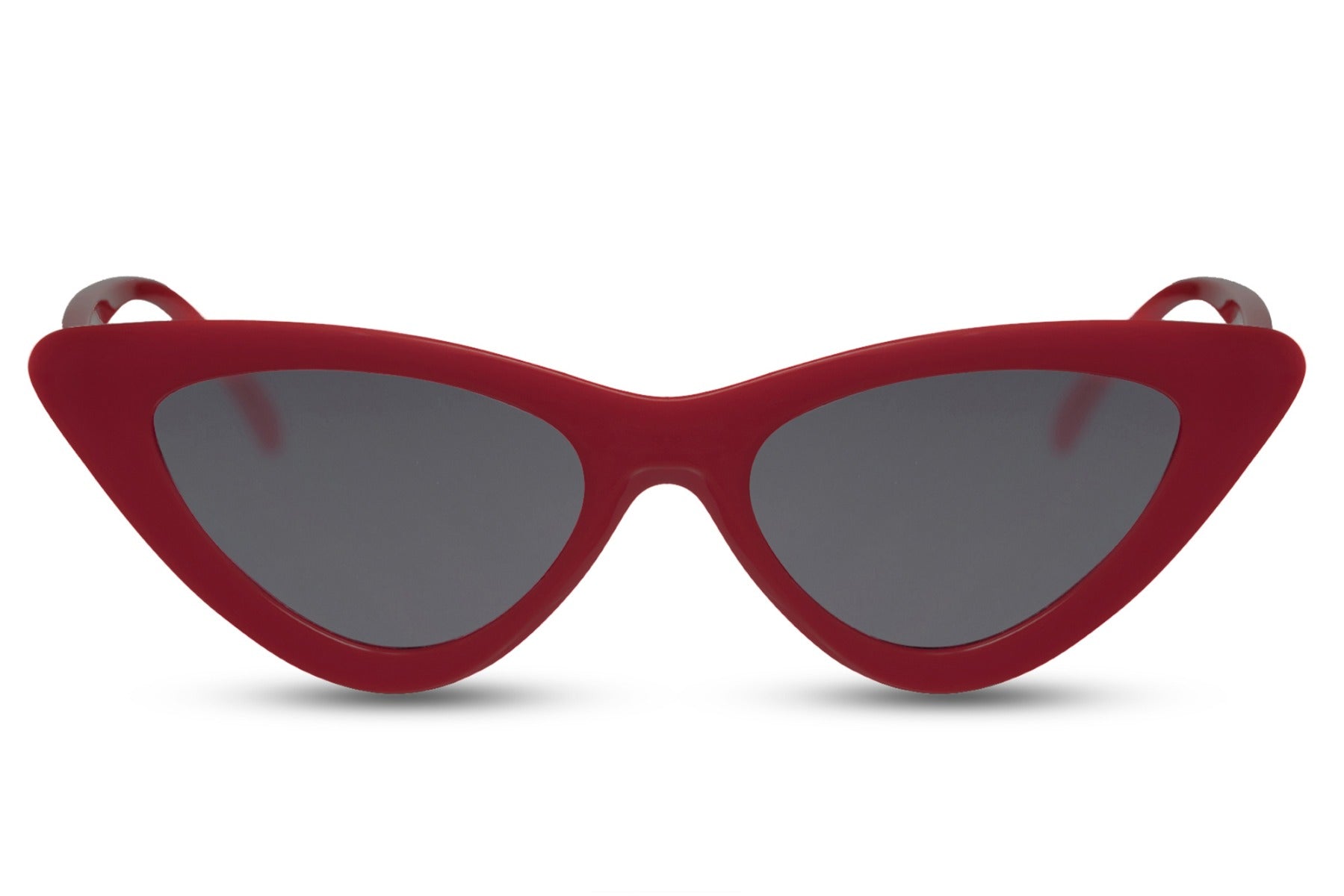 Spidse hurtigbriller i rød set fra fronten