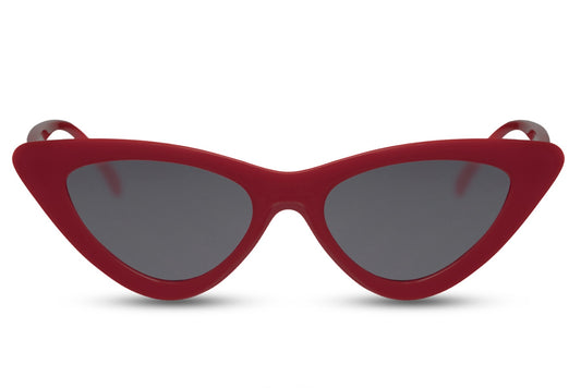 Spidse hurtigbriller i rød set fra fronten