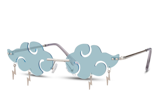 Tordensky solbriller med lyseblå glas set fra siden