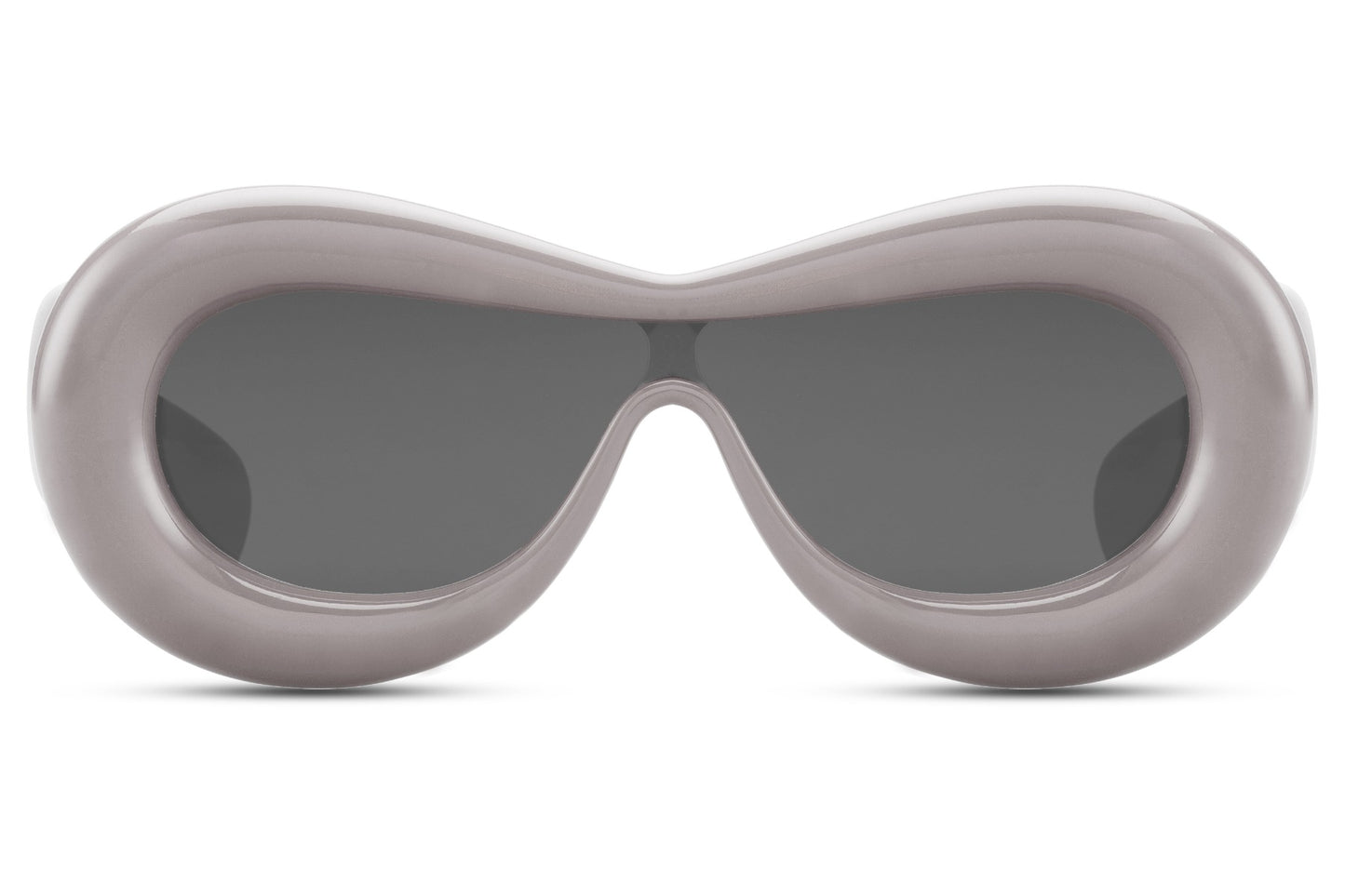 Tykke ovale hurtigbriller med ét glas og grå stel set fra fronten