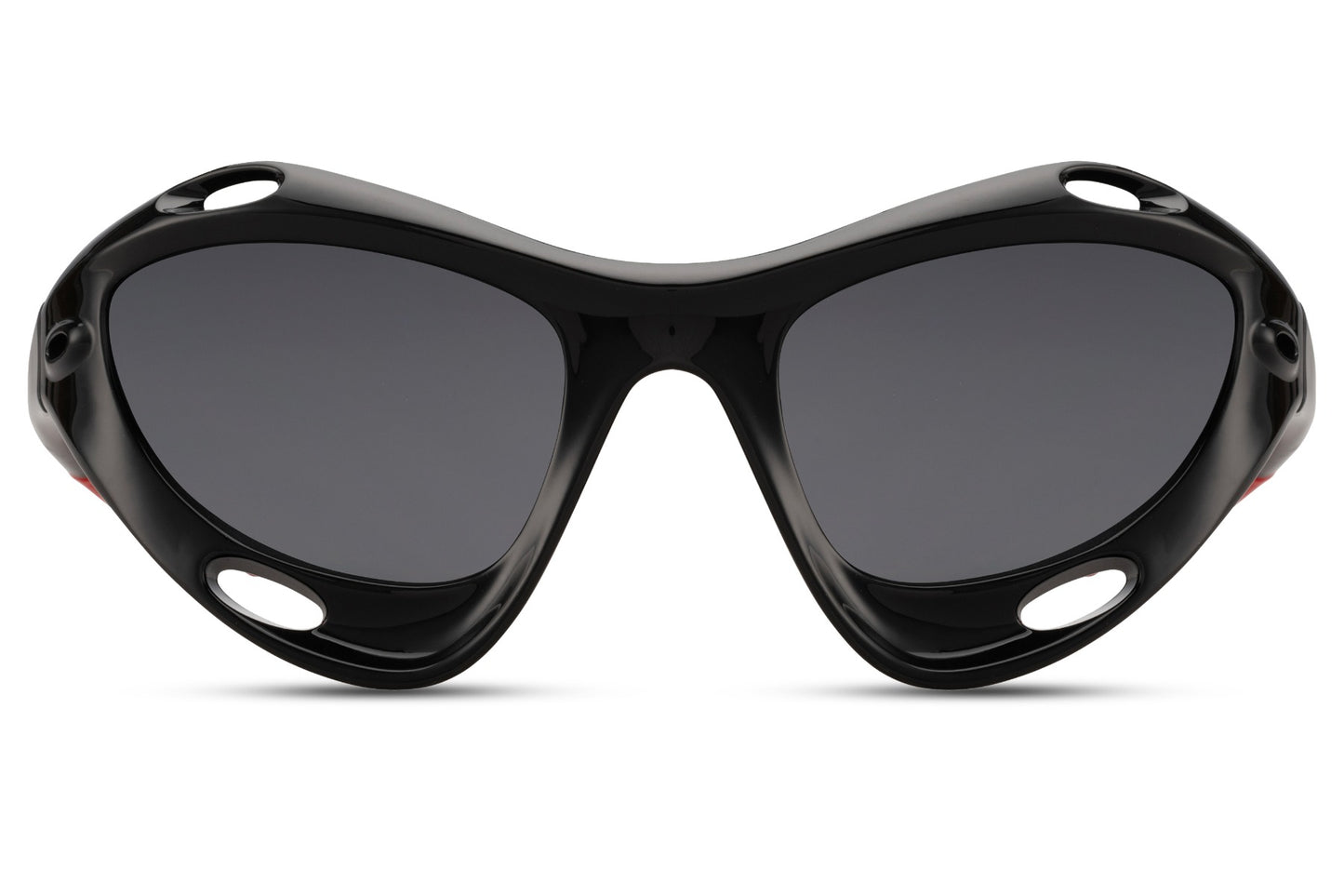 Alien hurtigbriller i sort farve med hullet stel set fra fronten