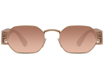 Bronze hurtigbriller med tykke stænger set fra fronten