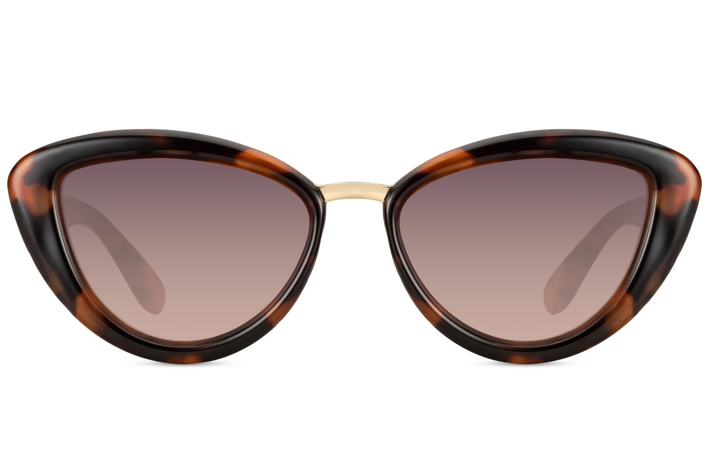 Leopard farvede cateye solbriller med tykt stel set fra fronten