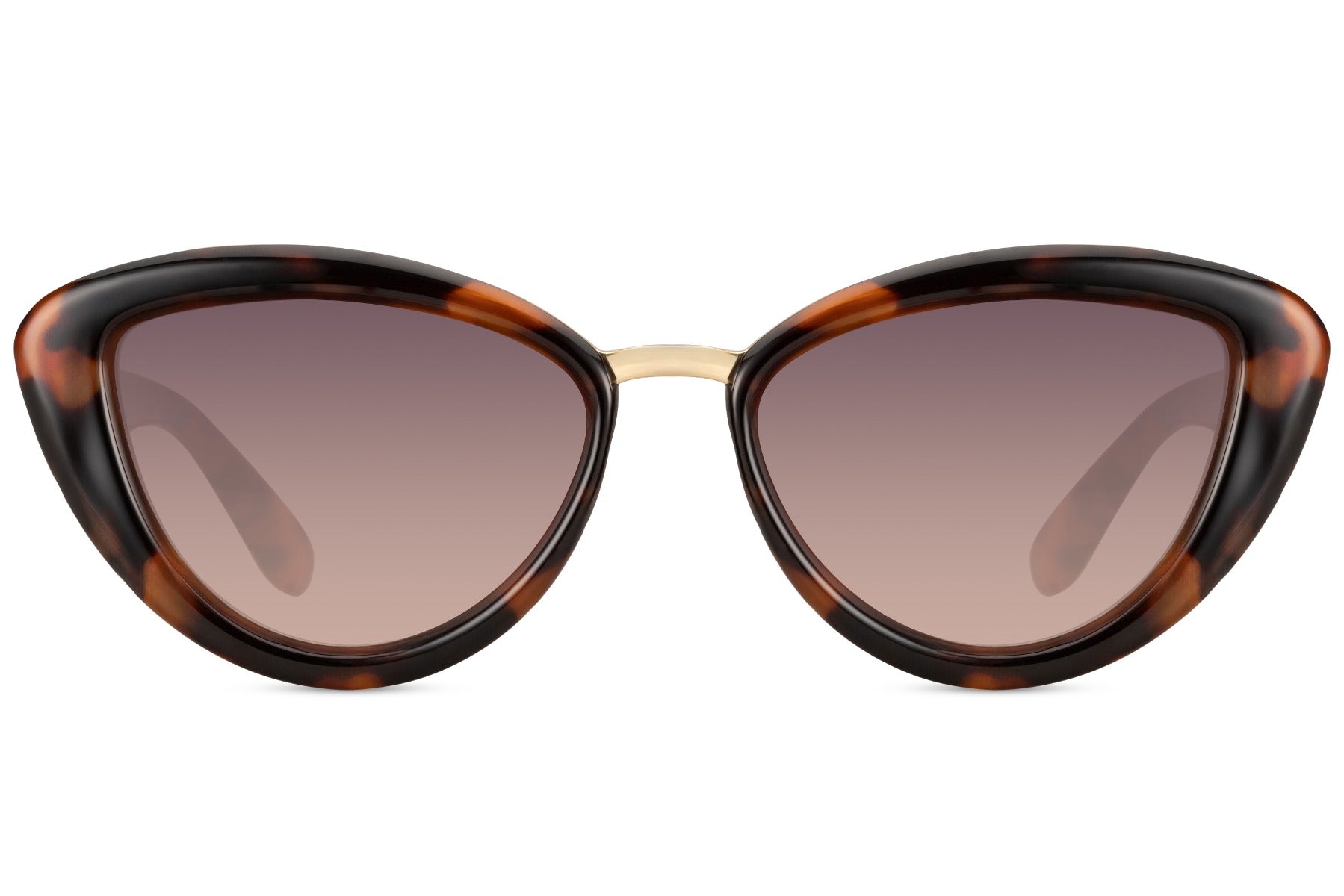 Leopard farvede cateye solbriller med tykt stel set fra fronten