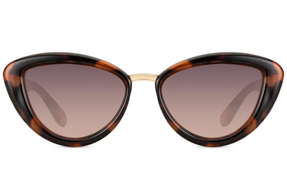 Leopard farvede cateye solbriller med tykt stel set fra fronten