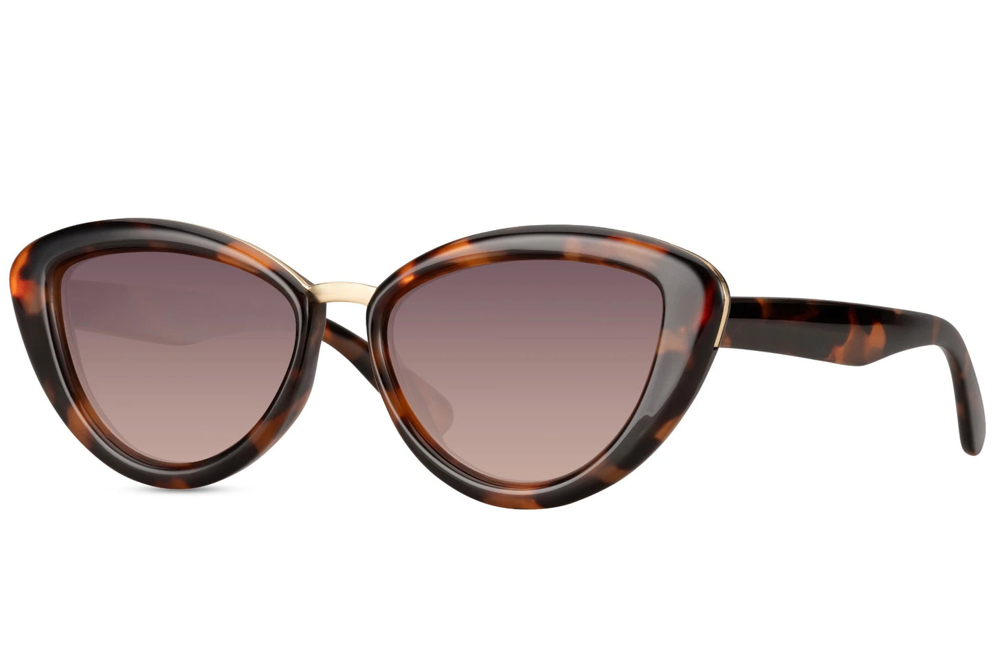 Leopard farvede cateye solbriller med tykt stel set fra siden